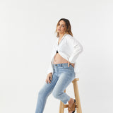 Mid Rise Slim Straight Jeans